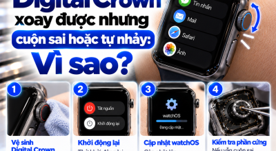 Digital Crown Xoay Được Nhưng Cuộn Sai Hoặc Tự Nhảy: Vì Sao?