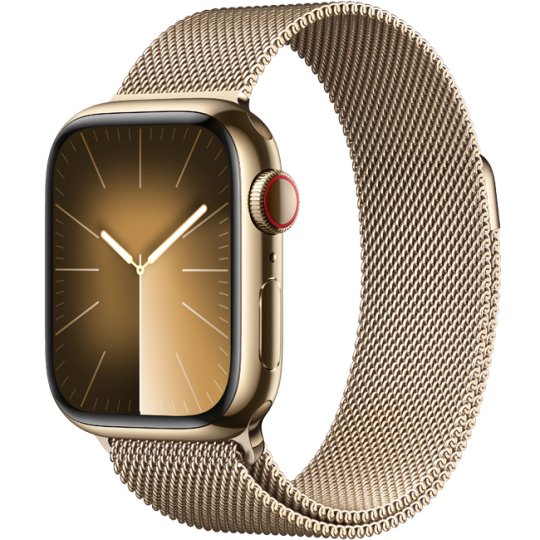 Apple Watch S9 45mm (4G) Viền Thép Dây Thép - Chính Hãng Apple Vàng