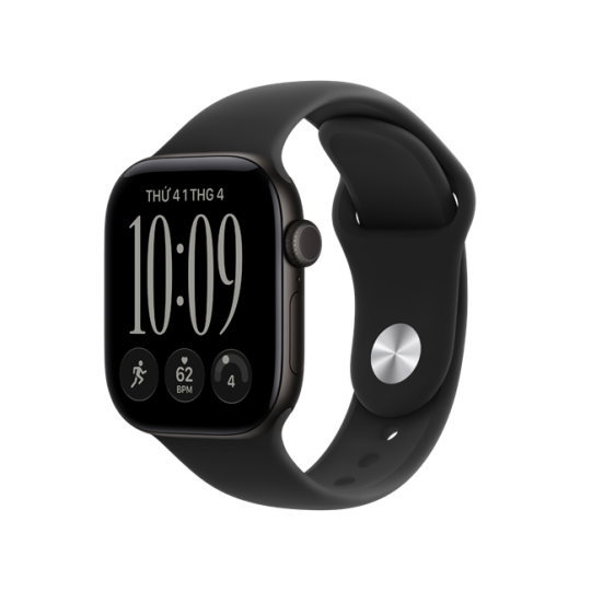 Apple Watch Series 12 GPS 46mm viền nhôm dây silicone Đen