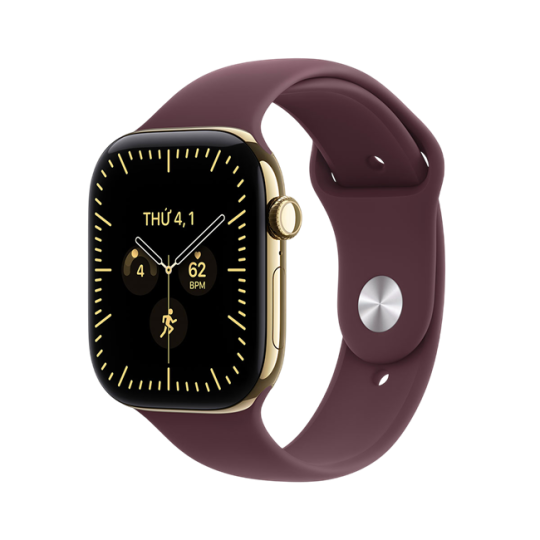 Apple Watch Series 12 GPS + Cellular 46mm viền Titanium dây silicone Vàng