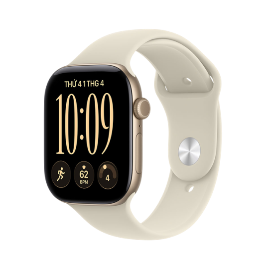 Apple Watch Series 12 GPS + Cellular 42mm viền nhôm dây silicone Trắng - Vàng