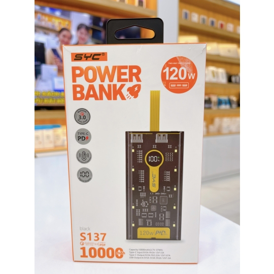 Sạc dự phòng TRONG SUỐT Power Bank SYC S138 10000mah 120w