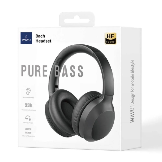 Tai nghe Bluetooth không dây WIWU Stereo Bach Headset TD-01 – Màu đen